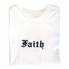 White embroidered Faith t-shirt